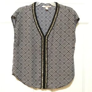 Forever 21 Printed Beaded Vneck Blouse